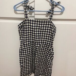 Express Gingham Tie-Strap Dress - Size X-Small - Navy Blue